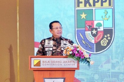 Ketua MPR RI Bambang Soesatyo saat menyampaikan orasinya di perayaan HUT ke-46 FKPPI di Jakarta pada Kamis (12/9/24). Sumber foto : Istimewa.