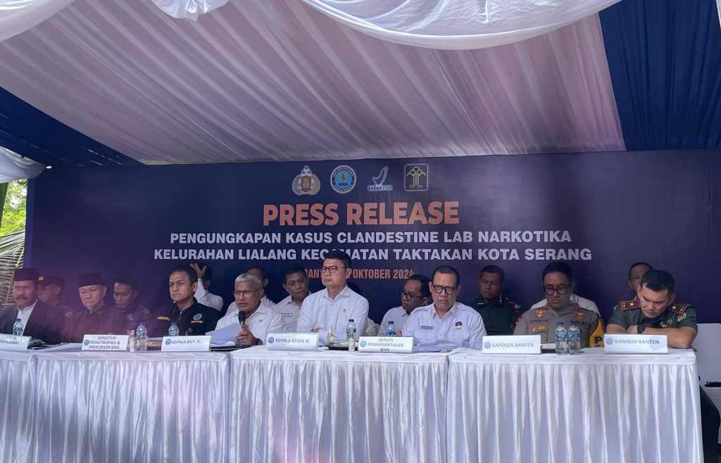 BPOM dan BNN dalam konferensi pers di Banten