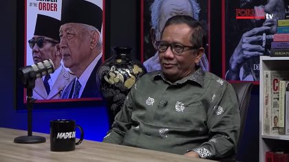 Tangkapan layar saat Mahfud MD dalam sebuah acara diskusi di podcast Forum Keadilan TV