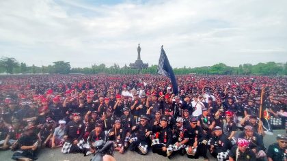 Gelar Agung Pecalang yang digelar di Lapangan Puputan Margarana, Denpasar, Sabtu (17/5).