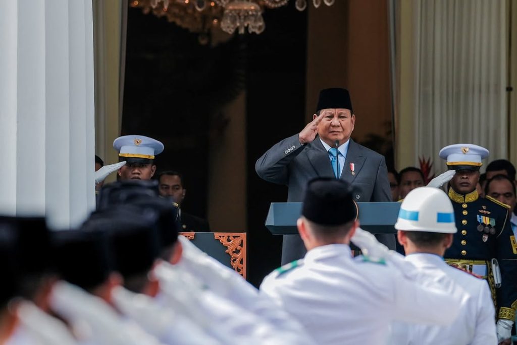 Presiden memimpin Upacara Peringatan Hari Lahir Pancasila di Gedung Pancasila Kemenlu pada Senin (2/6/2025). Sumber foto : Sekretariat Presiden.
