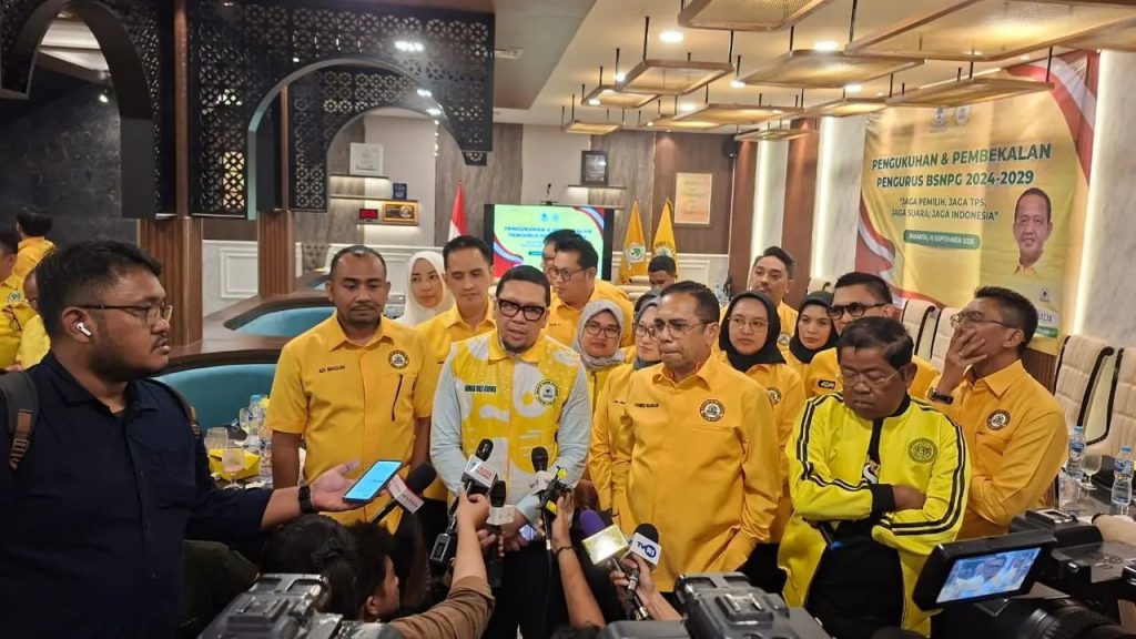 Badan Saksi Nasional Partai Golkar (BSNPG) resmi mengukuhkan kepengurusan periode 2024-2029 pada acara yang berlangsung hikmat dan sederhana di Resto Pangeran Mudo, Jakarta Pusat, Rabu (10/9)